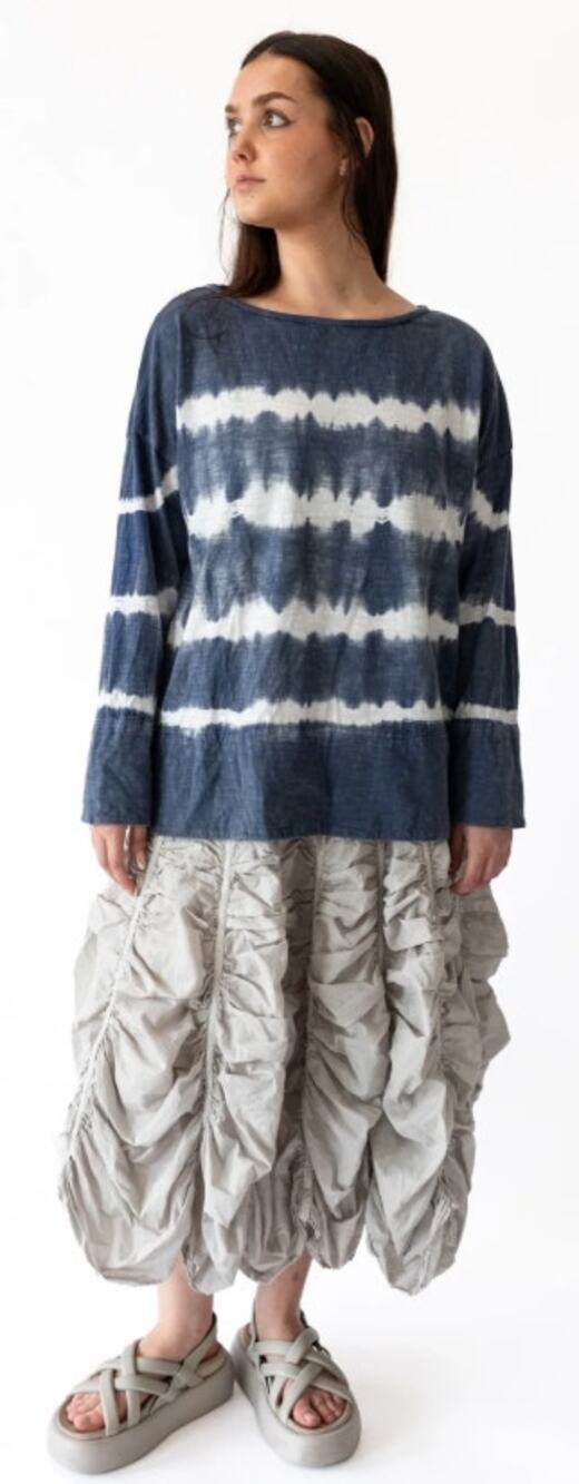 Johnny Was Biya Soft Modal Oversized Blue Watercolor Print L